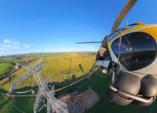 HumeLink begins aerial stringing using helicopters and Australian-developed drones